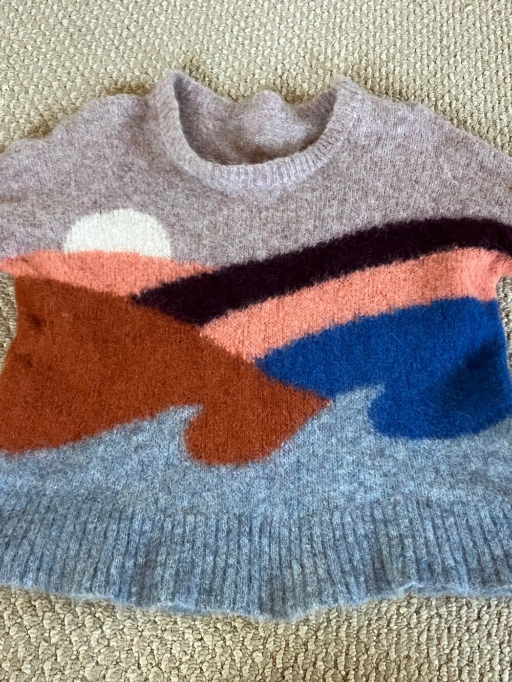 Faherty Size M Emerald Bay Alpaca Blend Multicolor Wave Crew Neck Sweater